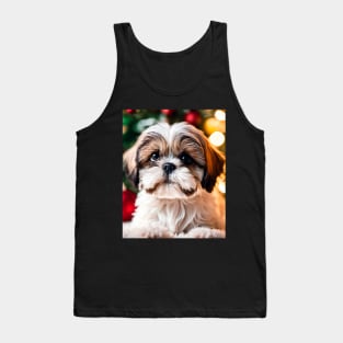 Cute Shih Tzu Christmas Puppy Tank Top